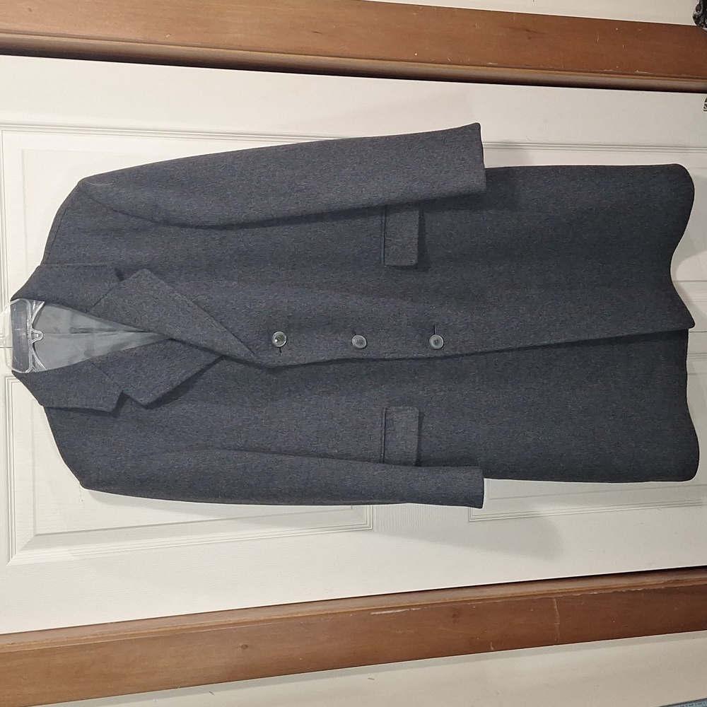 Adam Spencer wool/cashmere blend single-breasted lined overcoat - 44"/XL - gray